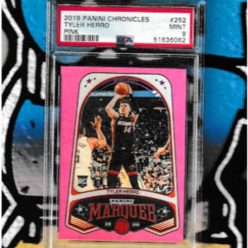 Tyler Herro 2019 Panini Chronicles Marquee #252 Pink PSA 9 NBA Miami Heat Basket